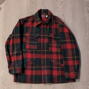 Pendleton Red and Green Plaid Military Jacket
